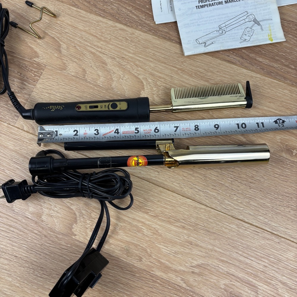 Stella Gold Styling Comb 9972 & Gold N Hot Professional Marcel Curling Iron Set - Picture 12 of 13